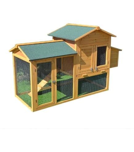 Amazon | 屋外用の大型木製鶏小屋、トレイ付きで組み立てが簡単、多扉